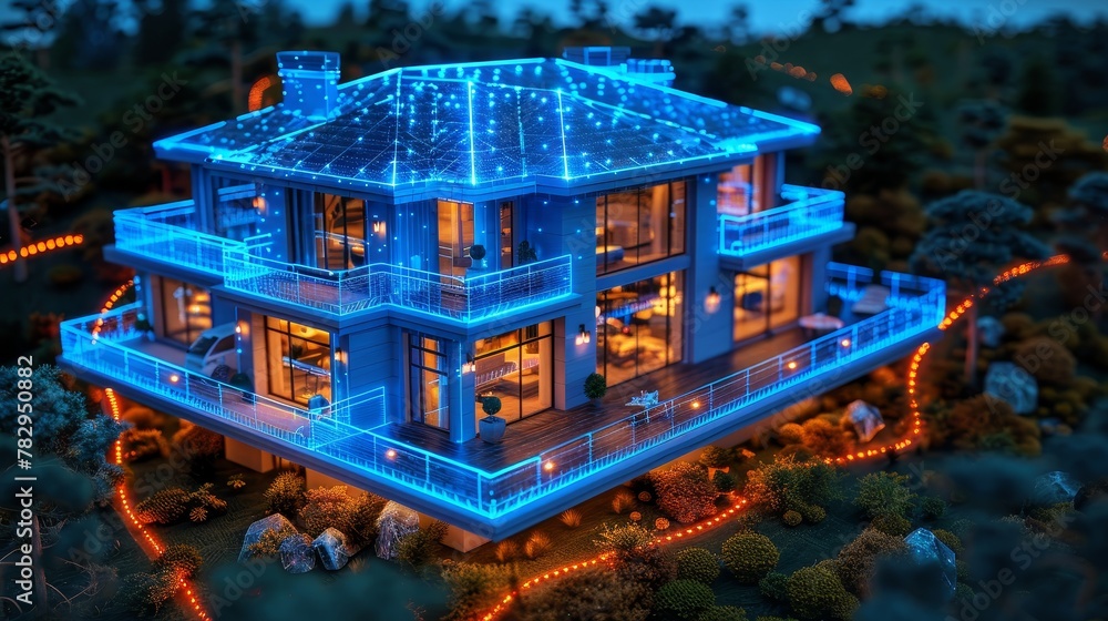 Poster A smart house system programming software. Communication, electricity, and building construction engineering development. Design in programs for smart homes. Artificial intelligence for IoT. 3D