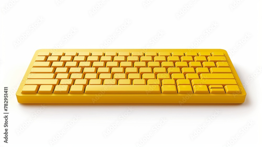 Poster A computer with a keyboard. A realistic 3D design element in cartoon style. Icon isolated on white. Modern illustration.