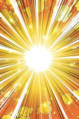 Fototapeta premium Comic Book Cover Template with Cartoon Design and Sunbeam Ray: Perfect for Manga Culture Review