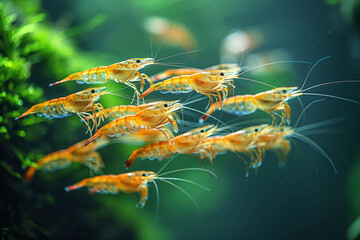 Obraz premium A Symphony of Color and Life Focused on a Lone Shrimp