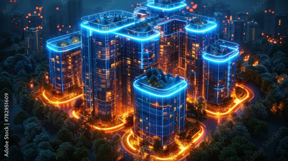 Aufkleber Ai-controlled construction of a smart house using artificial intelligence and IOT. System development for smart building architecture.