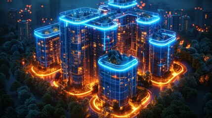 Ai-controlled construction of a smart house using artificial intelligence and IOT. System development for smart building architecture. - obrazy, fototapety, plakaty