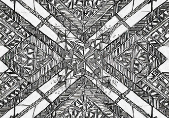 abstract black and white geometric pattern with old vintage texture