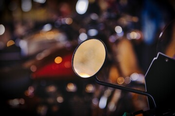 Close-up of a motorcycle mirror