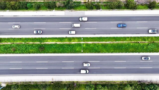 Vehicles on Highway Drone Image