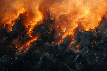 Foto auf Alu-Dibond Intense Fiery Texture: Abstract Molten Lava Artwork © smth.design