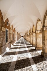 Vertical shot of a hall in the Royal Palace of Aranjuez, a former Spanish royal residence