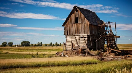 Fototapeta premium Vintage grain mill rustic and solitary