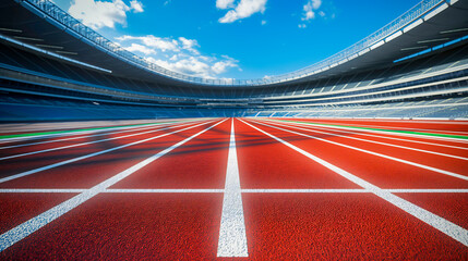 Athlete running track in a stadium