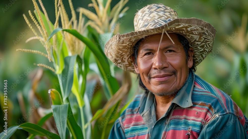 Poster A man in a straw hat standing in salinas, mexico.