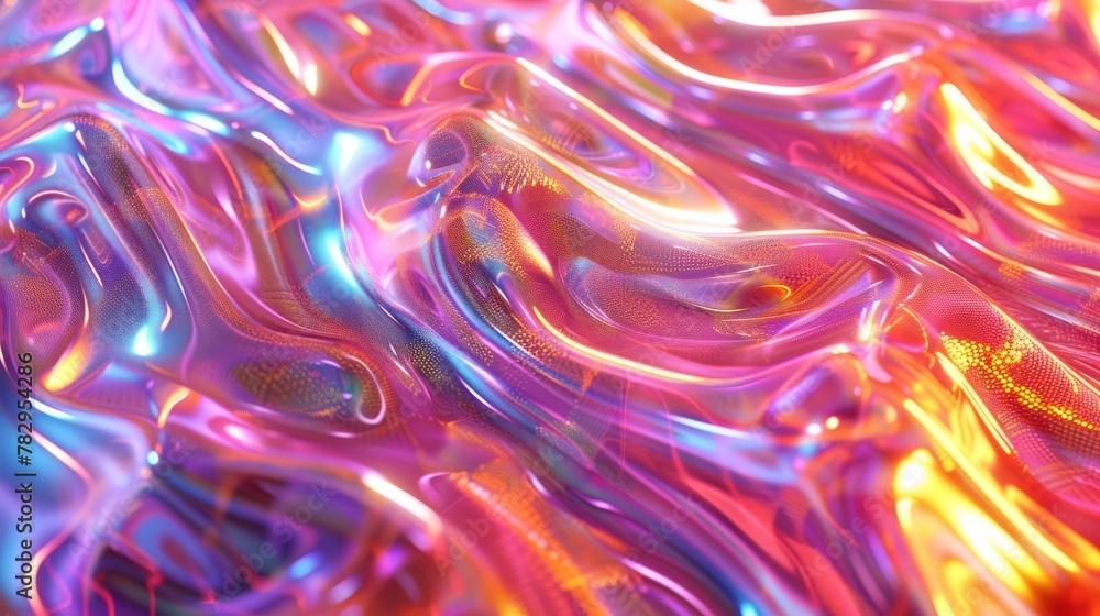 Fototapete 3d rendering of a light emitter glass with holographic gradient wave texture. A design element suitable for banners, backgrounds, wallpapers, headers, posters and covers.