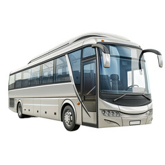 Gray Bus on  isolated on transparent background
