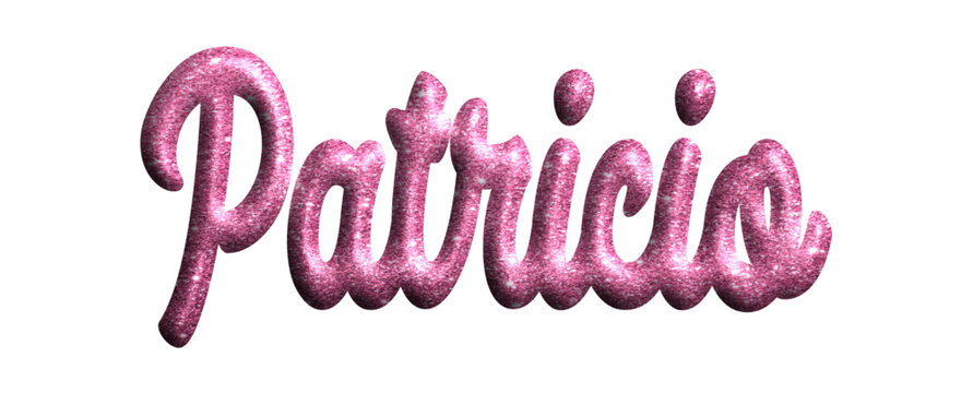 Patricia - pink glitter color - female name - three-dimensional effect tubular writing - Vector graphics - Word for  presentations, greetings, banners, card, prints, cricut, silhouette, sublimation
