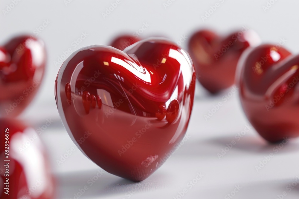 Poster a group of red hearts arranged in the shape of a heart. suitable for valentine's day designs