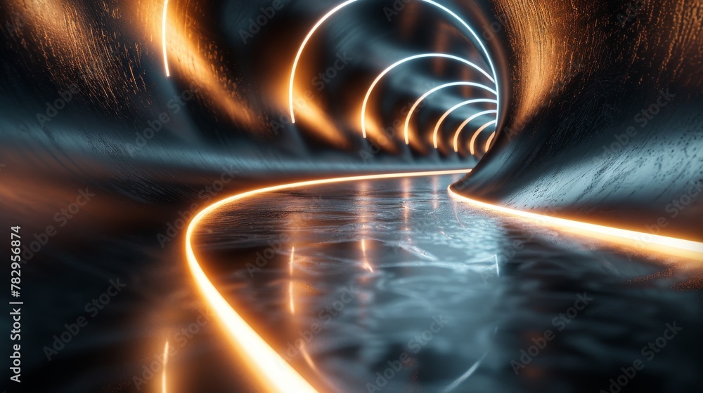 Aufkleber A 3D rendering of a warp trail light for advertising purposes. Leading line path and copy space are included.