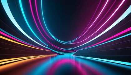 Abstract image capturing the essence of speed and technology with vibrant neon lights forming a tunnel.. AI Generation
