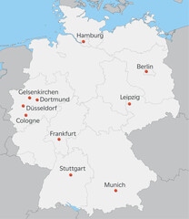 map of Germany with soccer tournament 2024 host cities