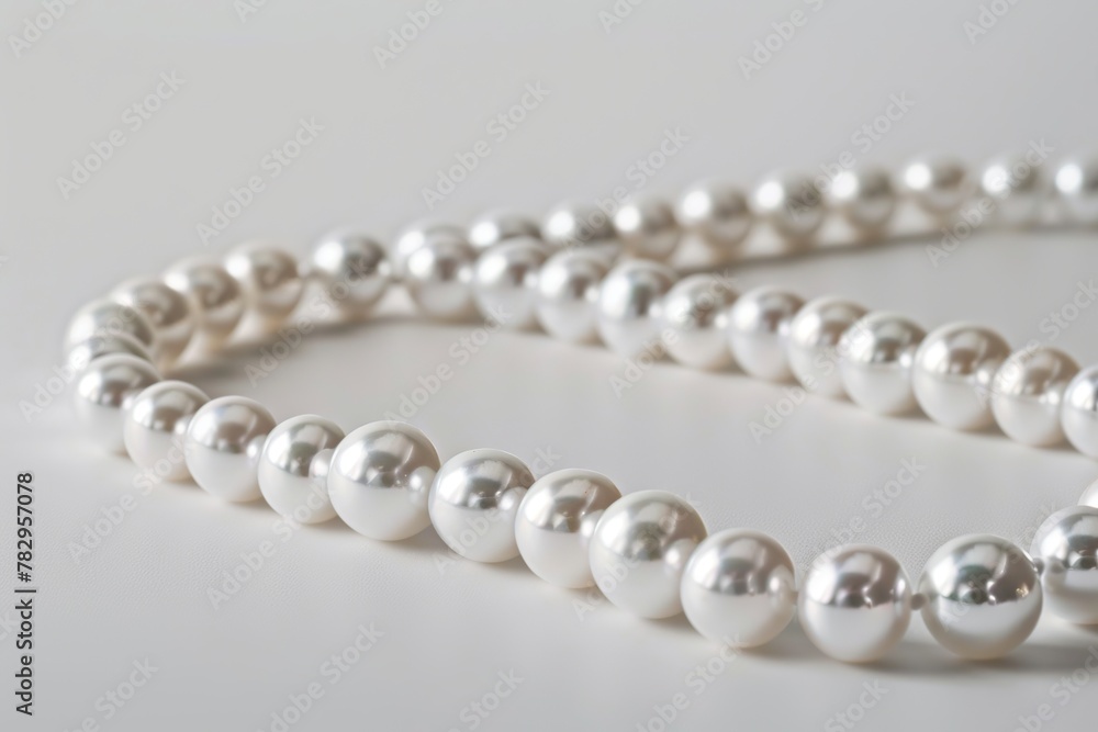 Sticker pearl necklace on white background