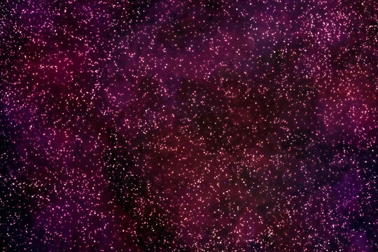 Starry night sky. Galaxy space background. Colourful night sky with glowing stars. Purple violet magenta pink dark night with shiny stars. New Year, Christmas and Celebration backdrop concepts. 