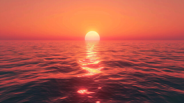red sunset over the sea