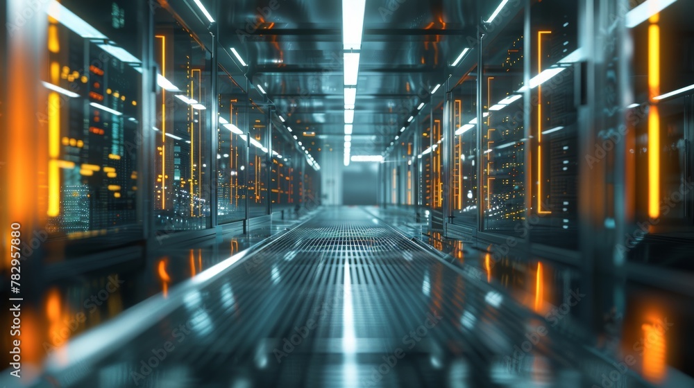 Poster An illustration of a CPU data center in 3D.