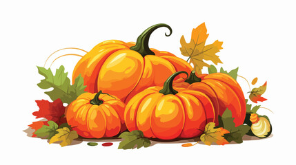 Autumn vegetable pumpkin color vector isolated illustration 