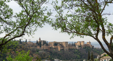 View of the Famous Alhambra, Granada, Spain from Sacromonte neighbourhood.