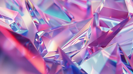 3D rendering of abstract geometric crystal background with iridescent texture. - obrazy, fototapety, plakaty