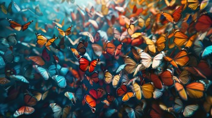 Captivating Butterfly Swarm in a Vibrant Natural Ecosystem