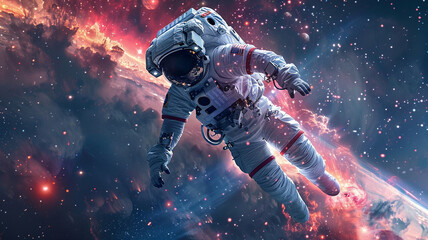 Fototapeta na wymiar Astronaut floating in space
