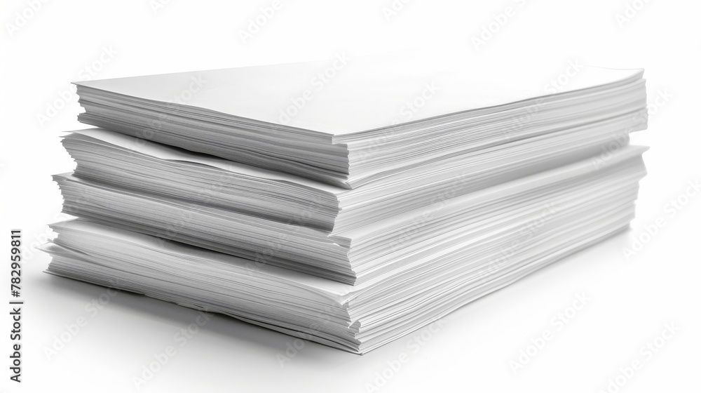 Aufkleber White stack of paper with clipping path isolated on white background