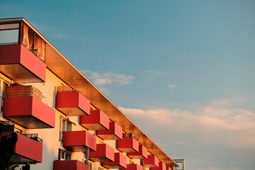Fototapeta premium Exterior of building against a cloudy sky in Itzling, Salzburg