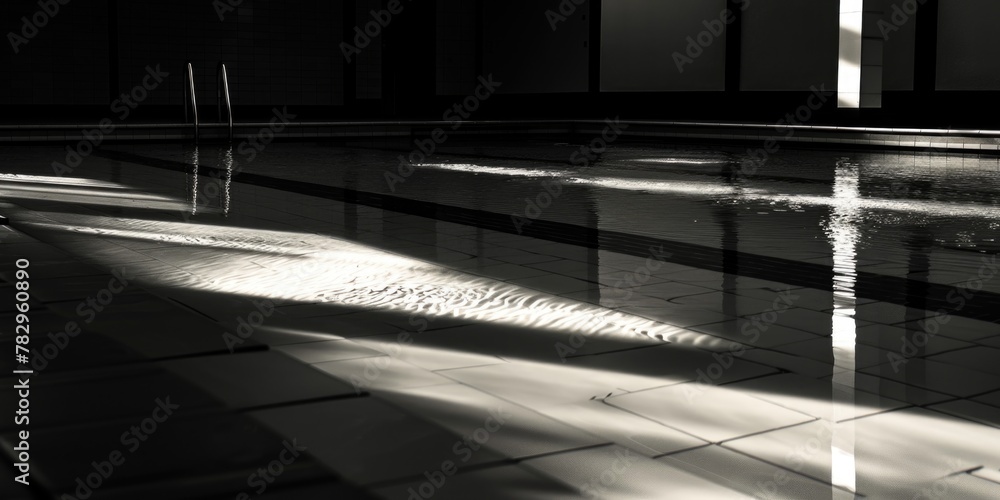 Poster black and white photo of a pool. suitable for various design projects