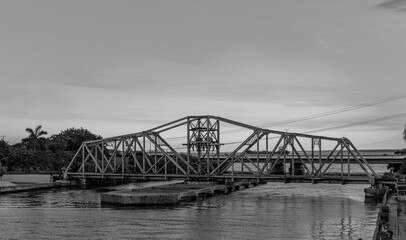 Bridge over the river in Matanzas, grayscale