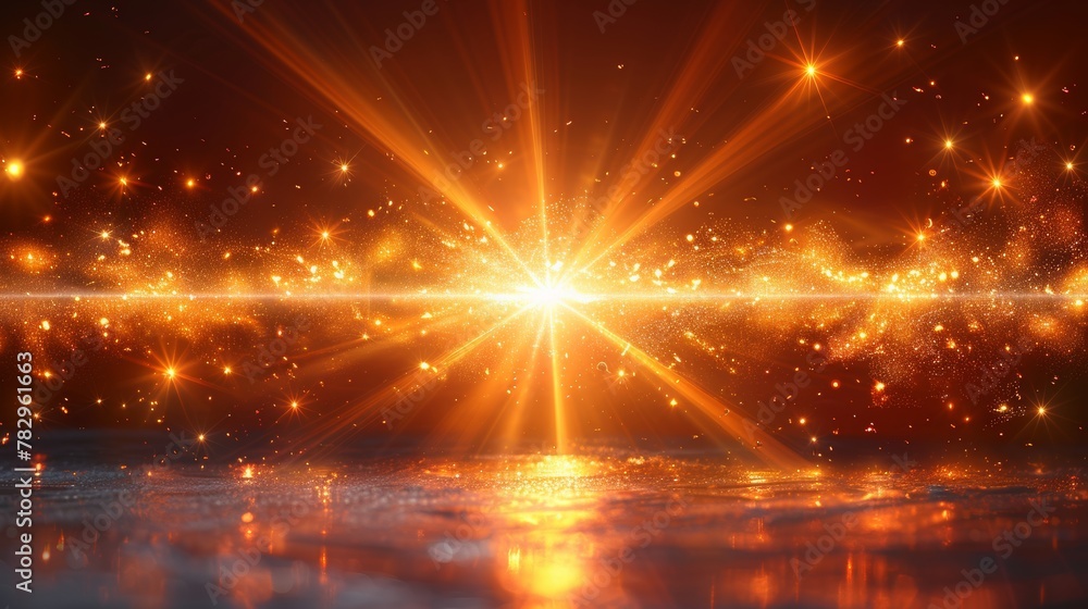 Aufkleber The abstract golden sun lens flare transparent special light effect design is isolated on a transparent background. There is a blurred motion glow glare. Star burst with rays and spotlights.