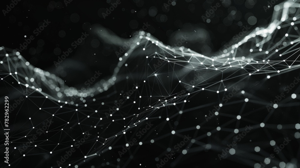 Aufkleber A low polygonal background with connecting dots and lines that resembles abstract polygonal space. 3D rendering...........................................