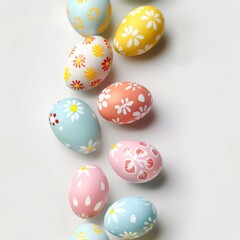 Colorful easter eggs on a white background. Perfect for Easter celebrations