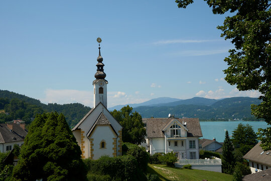 Winterkirche church in the daylight in Maria Worth, Austria