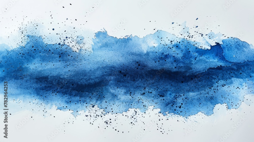 Aufkleber Isolated modern watercolor splash texture. Hand-drawn blobs and spots. Watercolor effects. Abstract blue winter background.