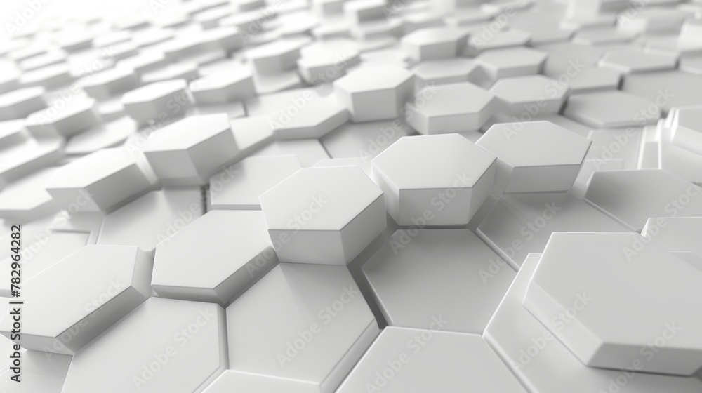 Poster The white geometric hexagonal abstract background is rendered in 3D.