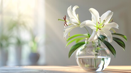 lilies in vase with copy space