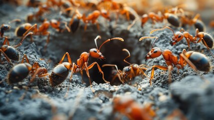 Intricate Ant Colony on the Move Showcasing Nature s Remarkable Teamwork and Structured Instinct