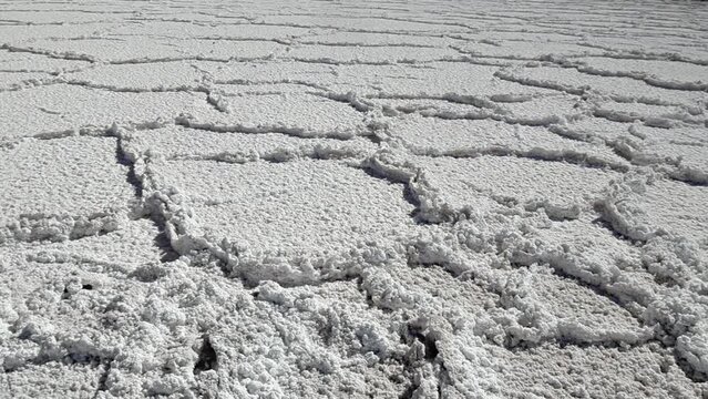Closeup view of beautiful salt flat in Salar de Uyuni