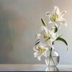 lilies in vase with copy space