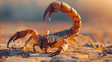 Desert Scorpion s Defensive Sting A Survival Adaptation in the Rugged Landscape - obrazy, fototapety, plakaty