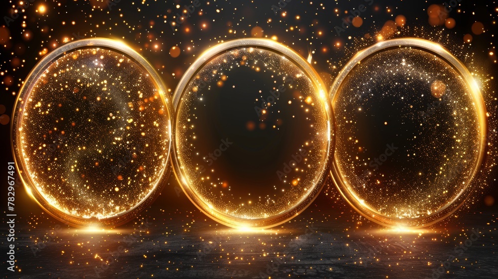 Aufkleber Isolated set of round sparks with glare effect for premium festive cards or posters. Modern isolated set of round sparks or circular lights with glare effect.