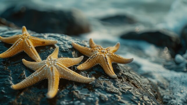 Starfish Clinging to Rocky Shore Gripping the Tidal World
