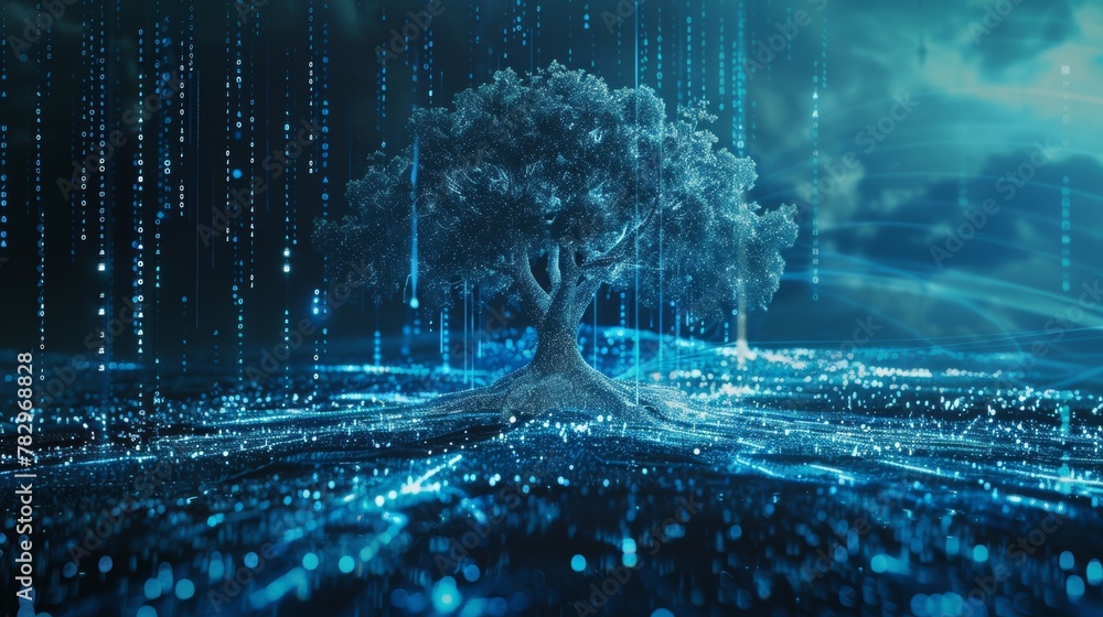 Aufkleber A binary root tree in the future