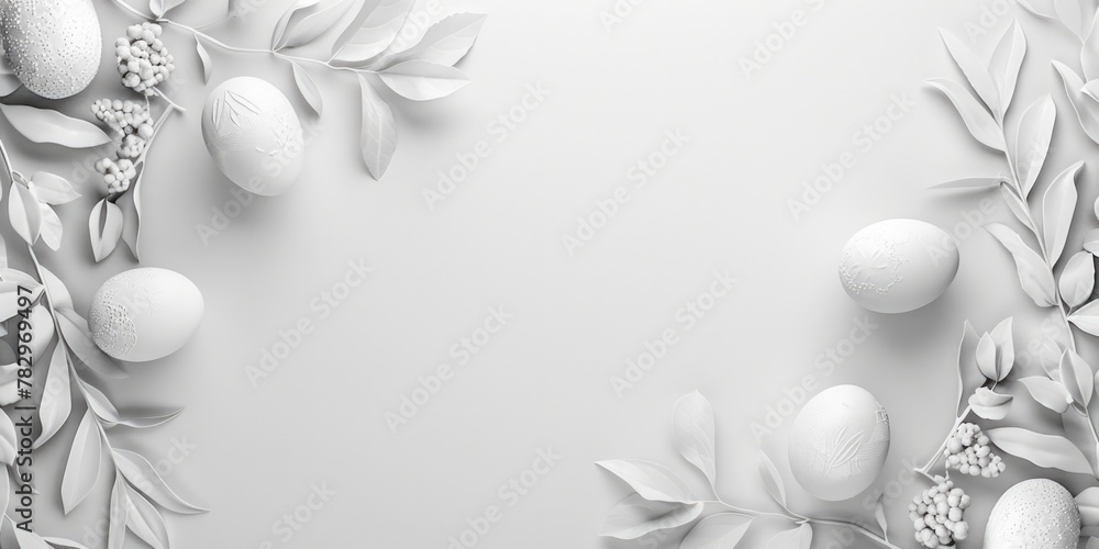 Poster A bunch of white eggs perched on a tree branch. Suitable for various concepts and designs