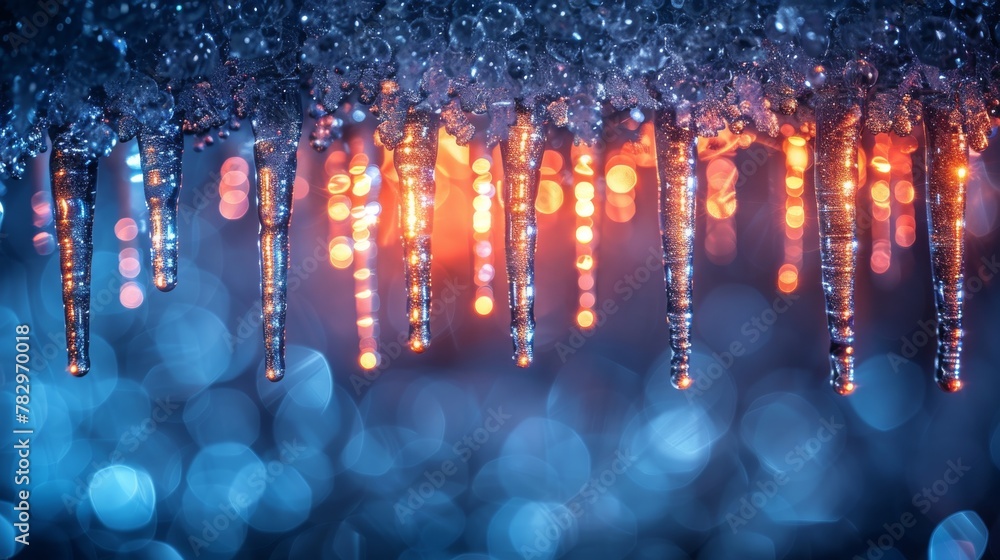 Aufkleber An icy Christmas background with snow and icicles and a frosted background for 2018. The colors are RGB. One editable gradient is used to easily recolor the image. Modern illustration.
